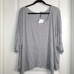 NWT Short Sleeve Flowy Loose Light Grey Blouse
